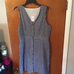JCREW Button Up Navy Gingham Dress size 14